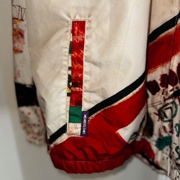 Jean-Michel Basquiat x Members Only Jacket Men L Red Windbreaker Shell - Picture 4 of 5